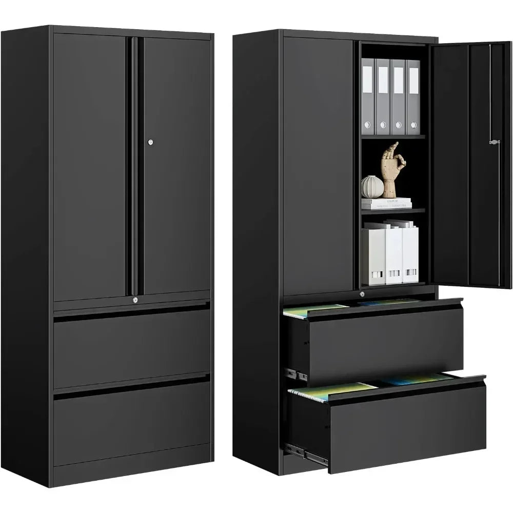Metal Locking File Cabinet with Storage Shelves