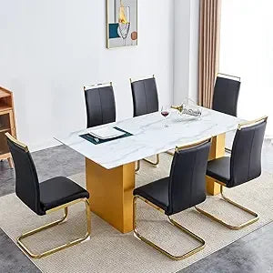 Dining Table Set with Tempered Glass Top