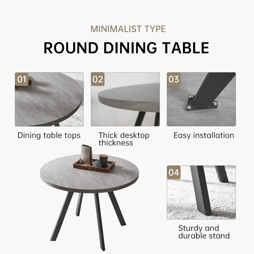 Mid Century Modern Round Dining Table and Chairs for Apartment/Condo