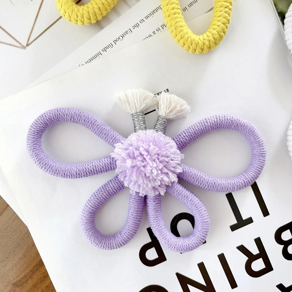Girls Bedroom Decorations Pink Macrame Butterfly Sunflower Handmade Woven Sunflower