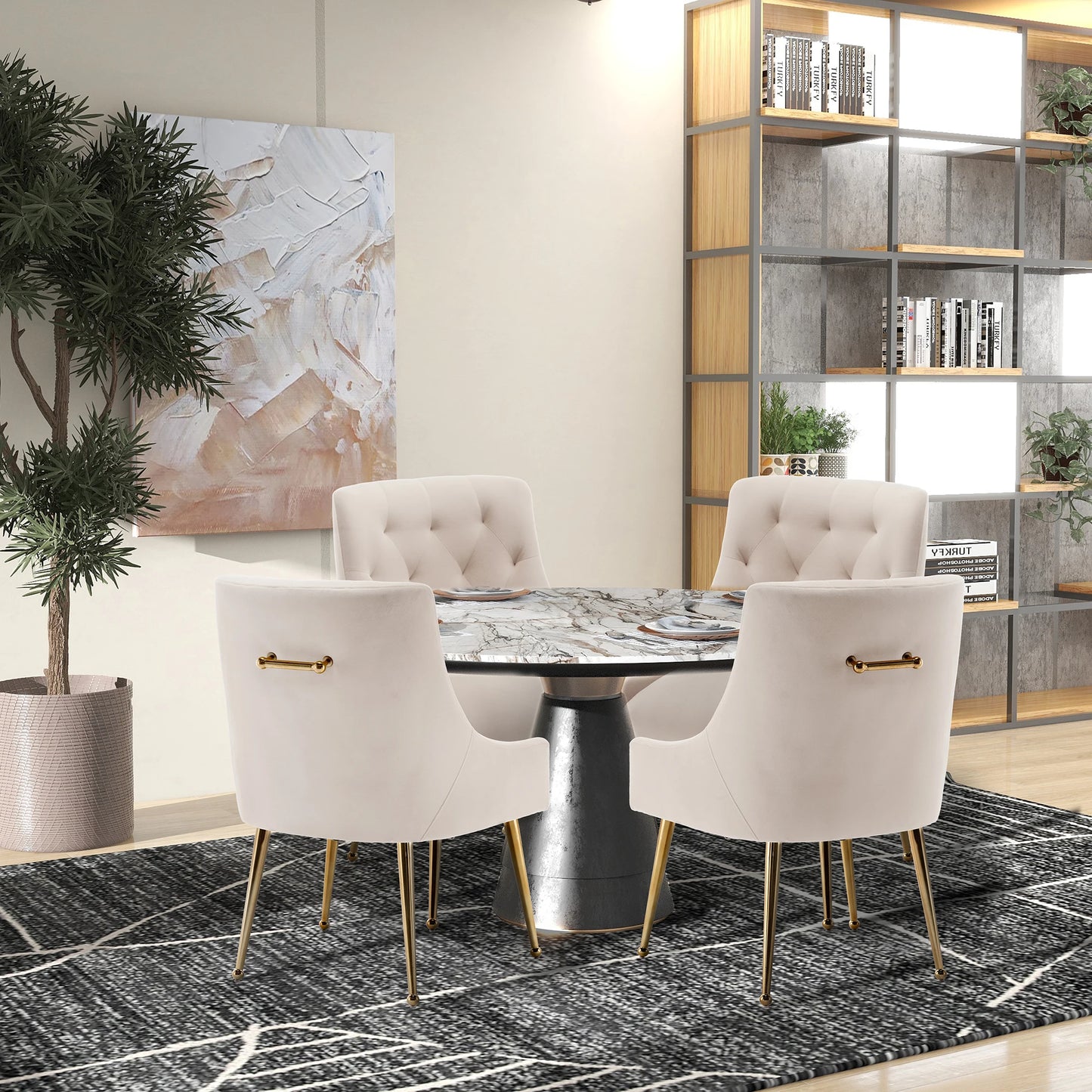 Modern Upholstered Accent Velvet Dining Chairs (Chairs Only)