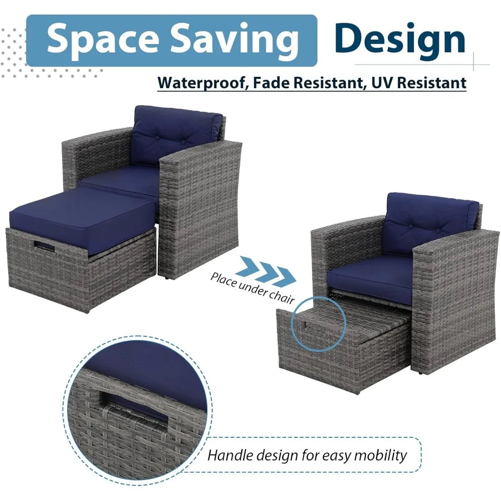 All-Weather PE Wicker Outdoor Sectional Sofa with Ottoman