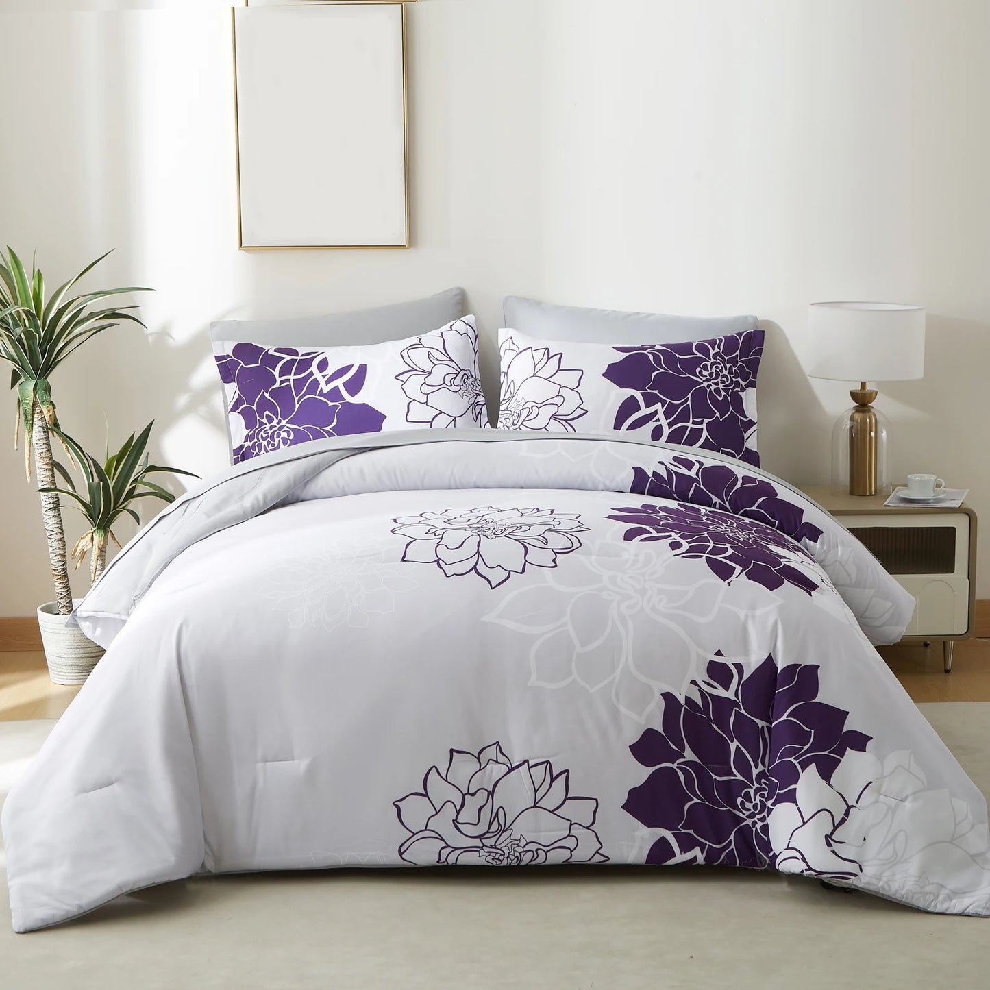 Reversible Botanical Flowers Comforter Set