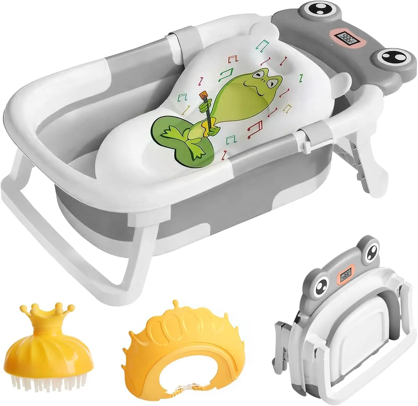 Baby Bathtub Foldable Baby Bathtub with Thermometer and Floating Cushion