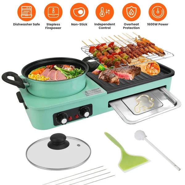 3-in-1 Electric Pot (with Grill & Frying Pan) - 1600W