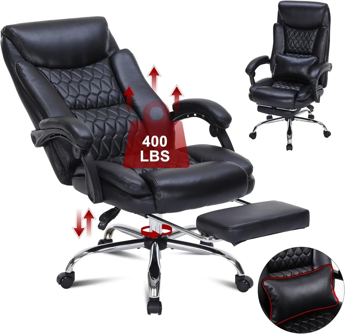 Reclining Executive Office Chair with Foot Rest