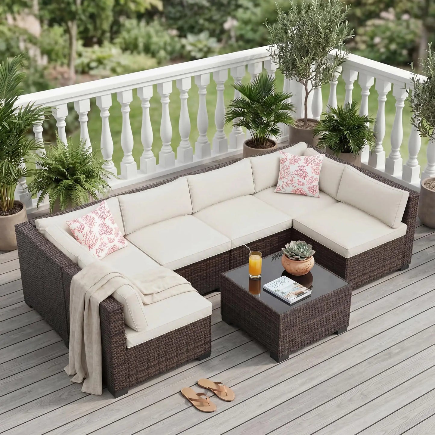 Sectional Sofa Set With Ottoman & Storage Table