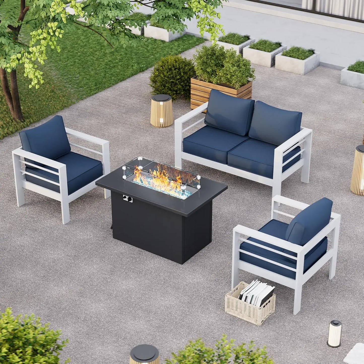 Aluminum Patio Furniture Set with Waterproof Covers