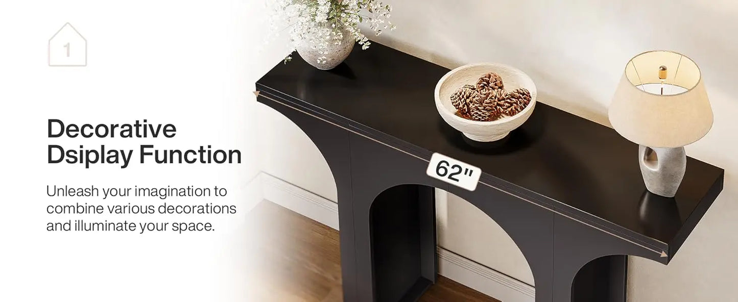 Narrow Sofa Table with Arched Design