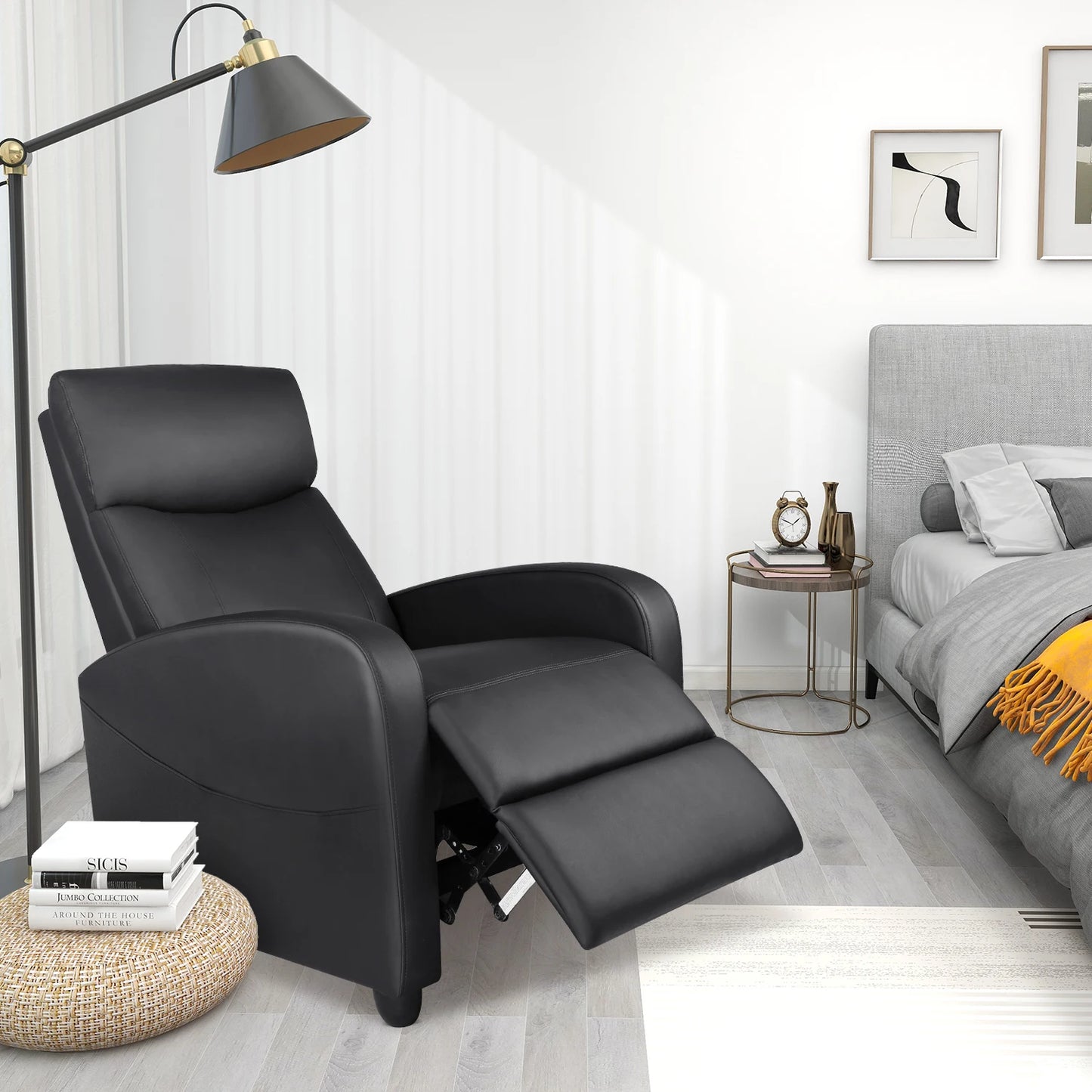 Recliner Chair Massage Sofa Fabric Theater Lumbar Support