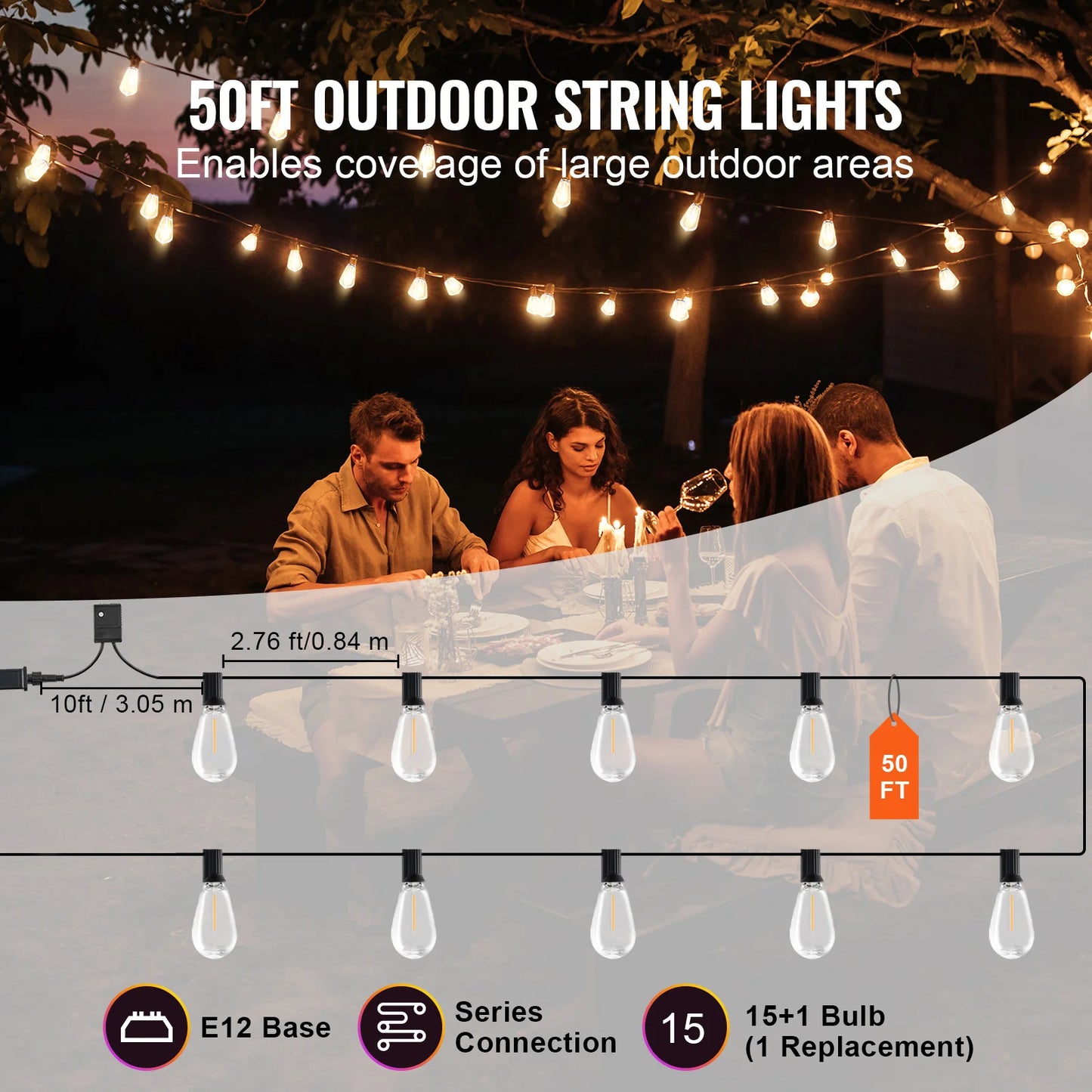 Patio String Lights Waterproof