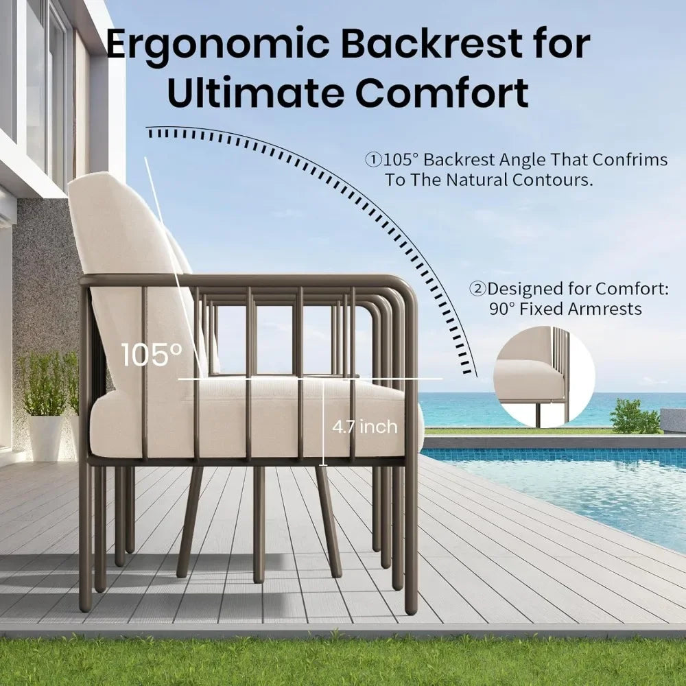 Patio Furniture Set with Armchairs and Coffee Table