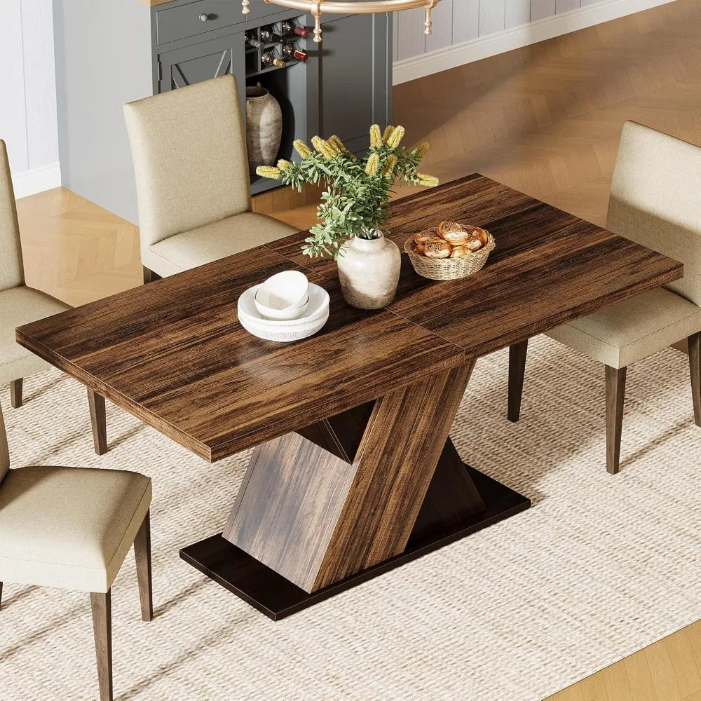 Rustic Brown Wooden Rectangle Dining Room Table