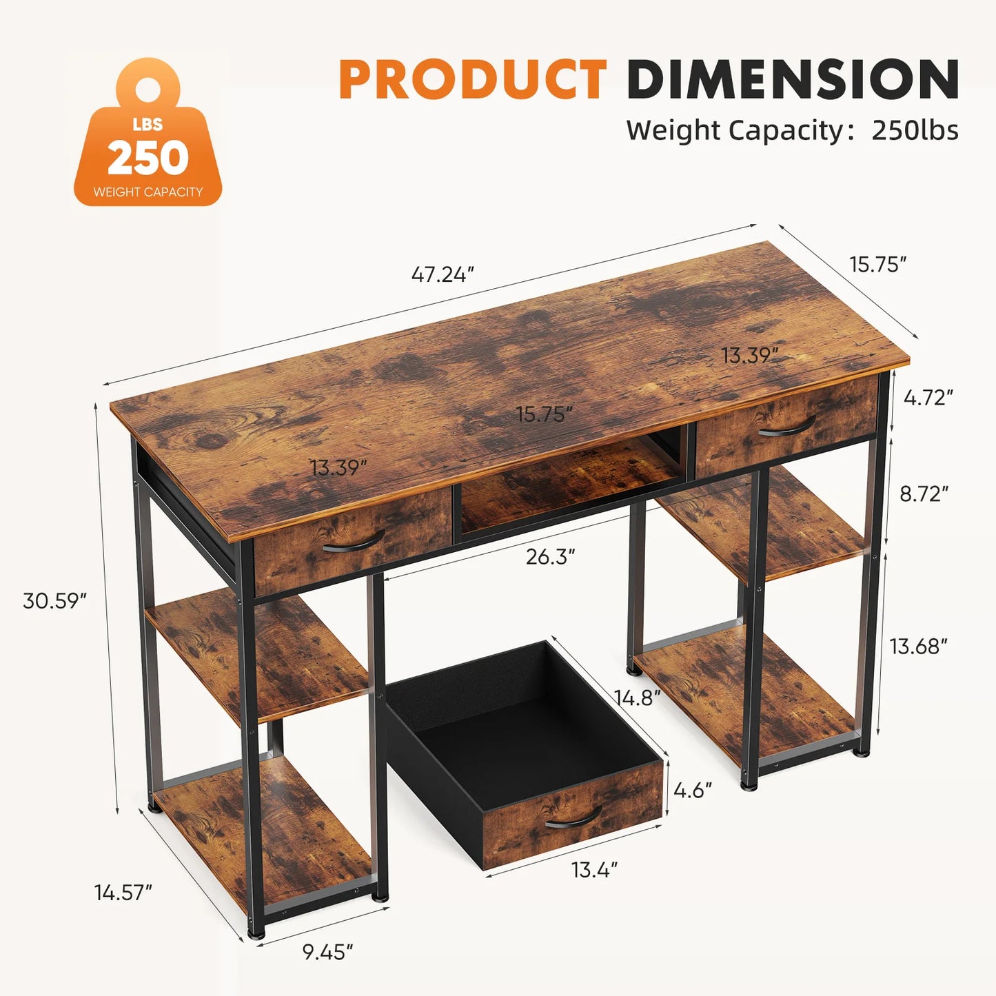 Double Deck Shelving Office Computer Desk