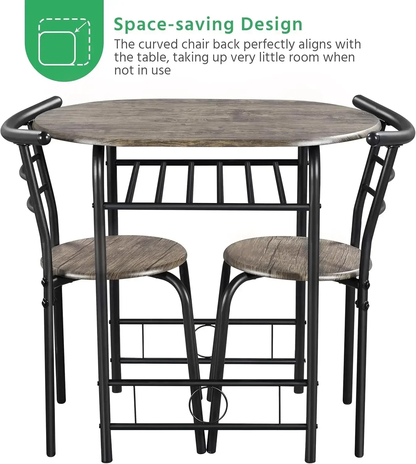 Compact Bistro Table Set with Steel Legs Built-in Wine Rack