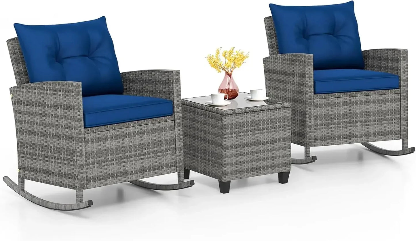 3 Piece Patio Furniture - Rocking Bistro Set
