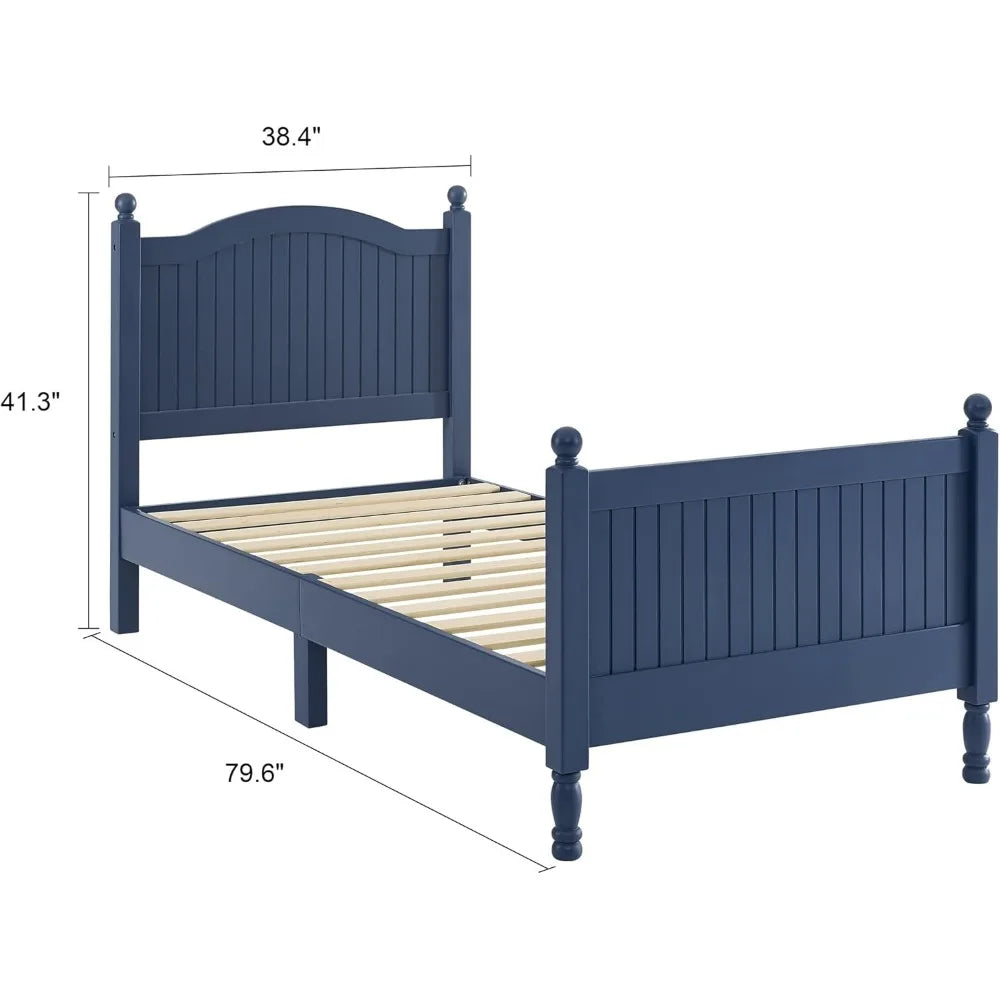 Wooden Twin Bed Frame with Headboard & Footboard Designed
