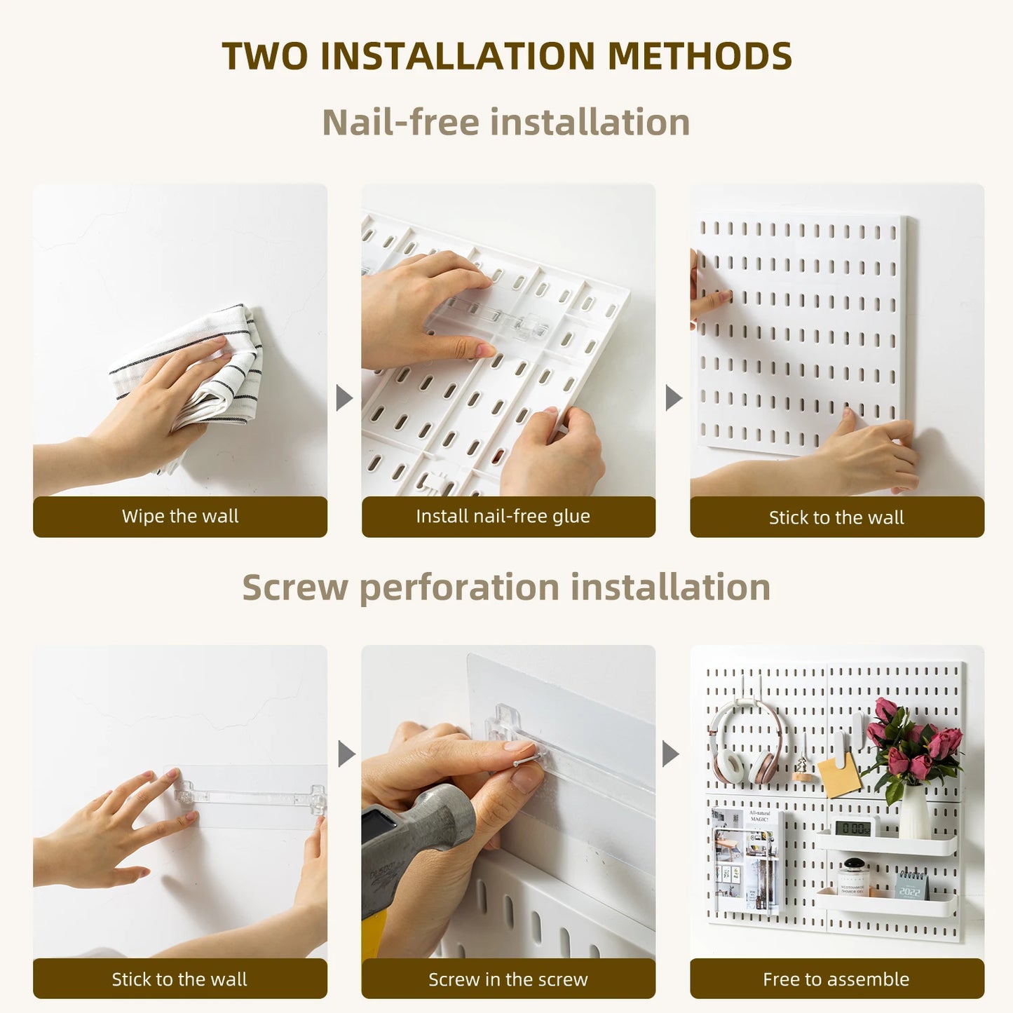 White Pegboard Combination Kit - Wall Organizer