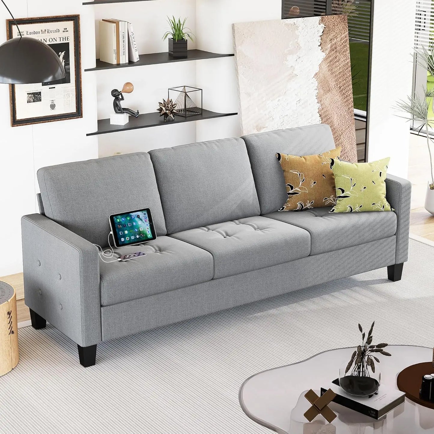 Modern Comfy Faux Leather Sofa Couch
