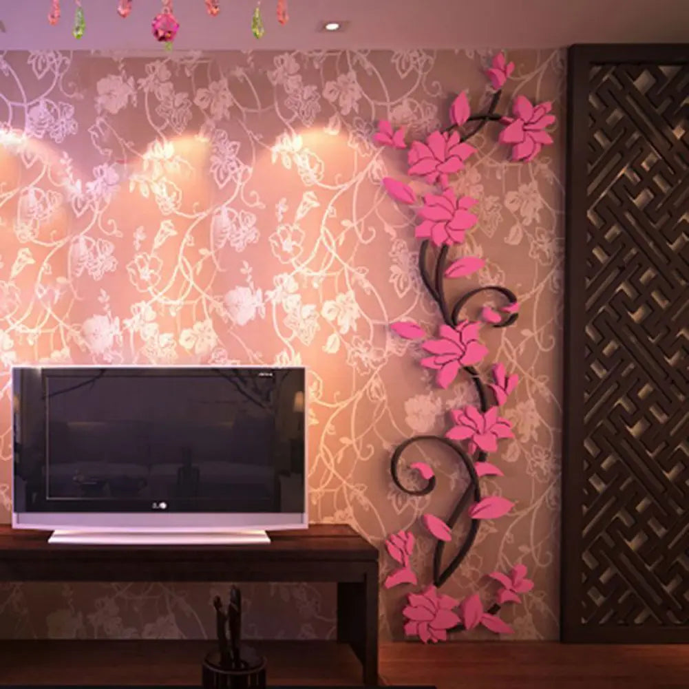 Home Bedroom Decoration Art Vinyl Vase Flower Tree Decal Mural