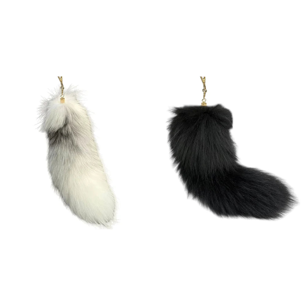 Huge Fluffy Faux Fur Fox Tail Keychain Therian Tail Fox Tail Keychain Cute Animal Tail Keychain Cosplay Tail Gift for Women Girl