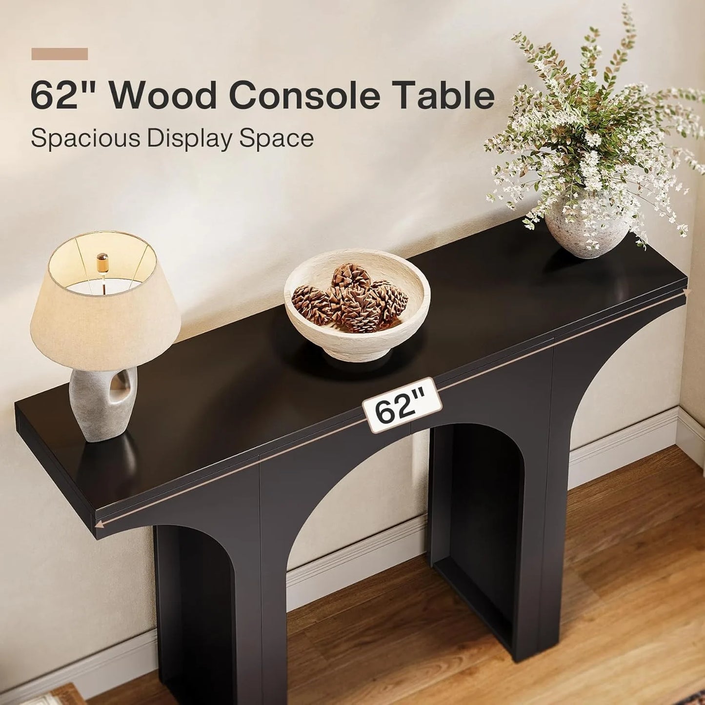 Narrow Sofa Table with Arched Design