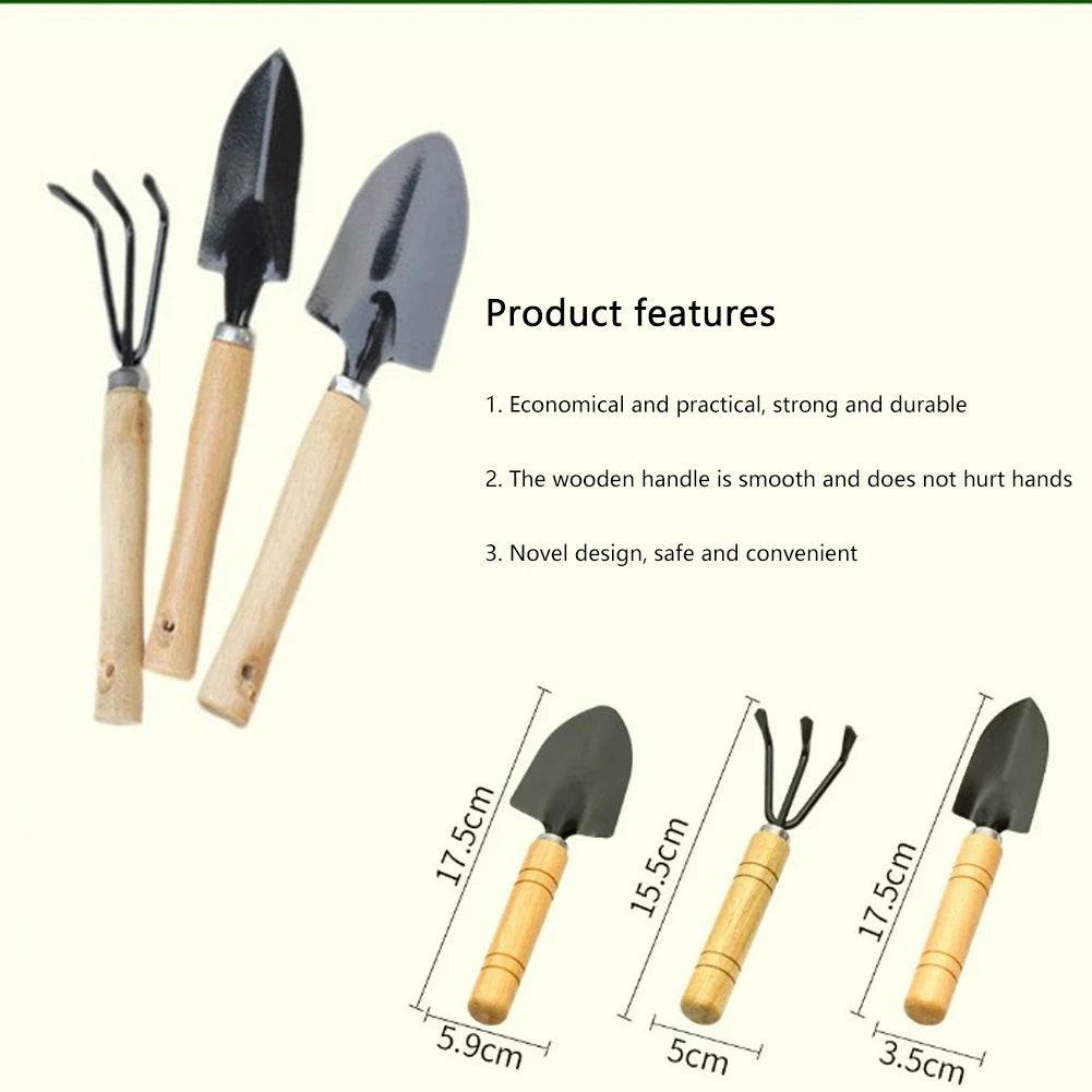 3Pcs Shovel Rake Spade Set
