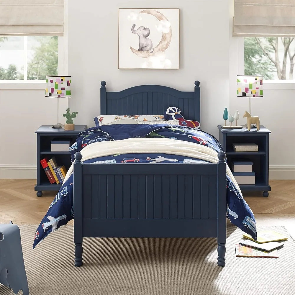 Wooden Twin Bed Frame with Headboard & Footboard Designed