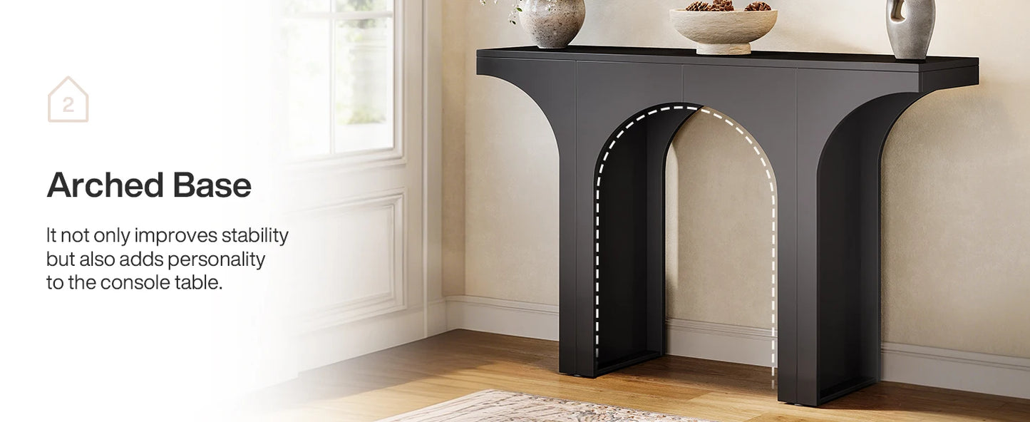 Narrow Sofa Table with Arched Design