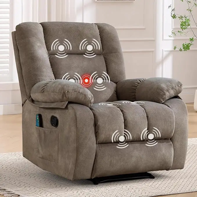 Living Room Overstuffed Heat Vibration Massage Recliner