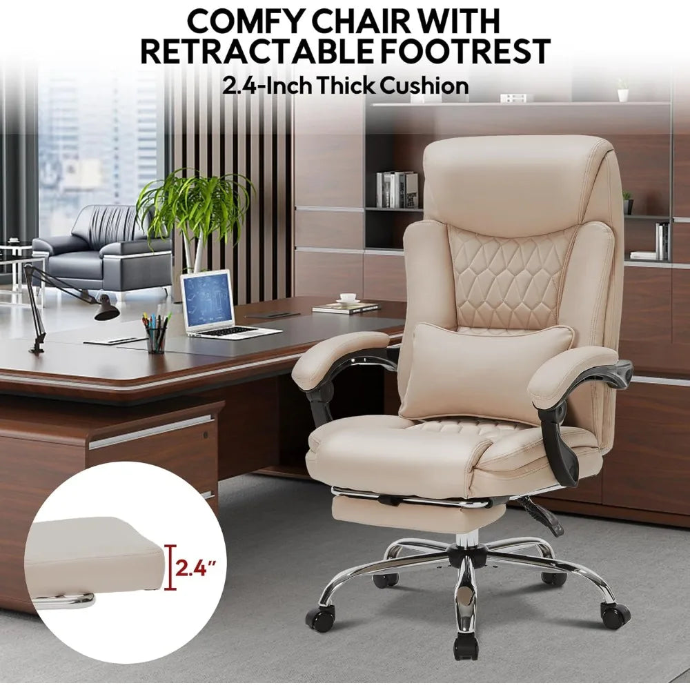 Reclining Executive Office Chair with Foot Rest