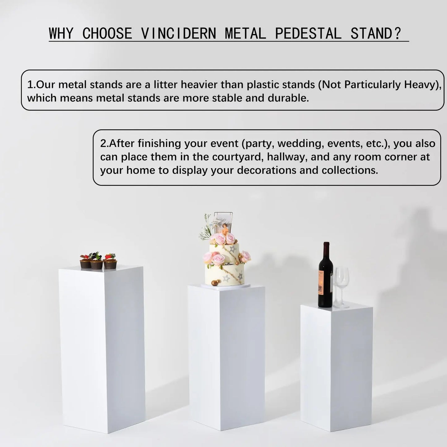 White Metal Pillar Stand Display