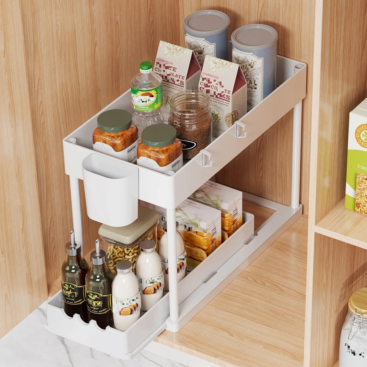 Pull-Out Under Sink Rack Tier Sliding Cabinet Organizer