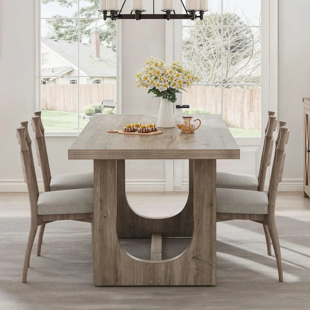 Large Rectangle Dining Room Table with Heavy Duty Wooden Base