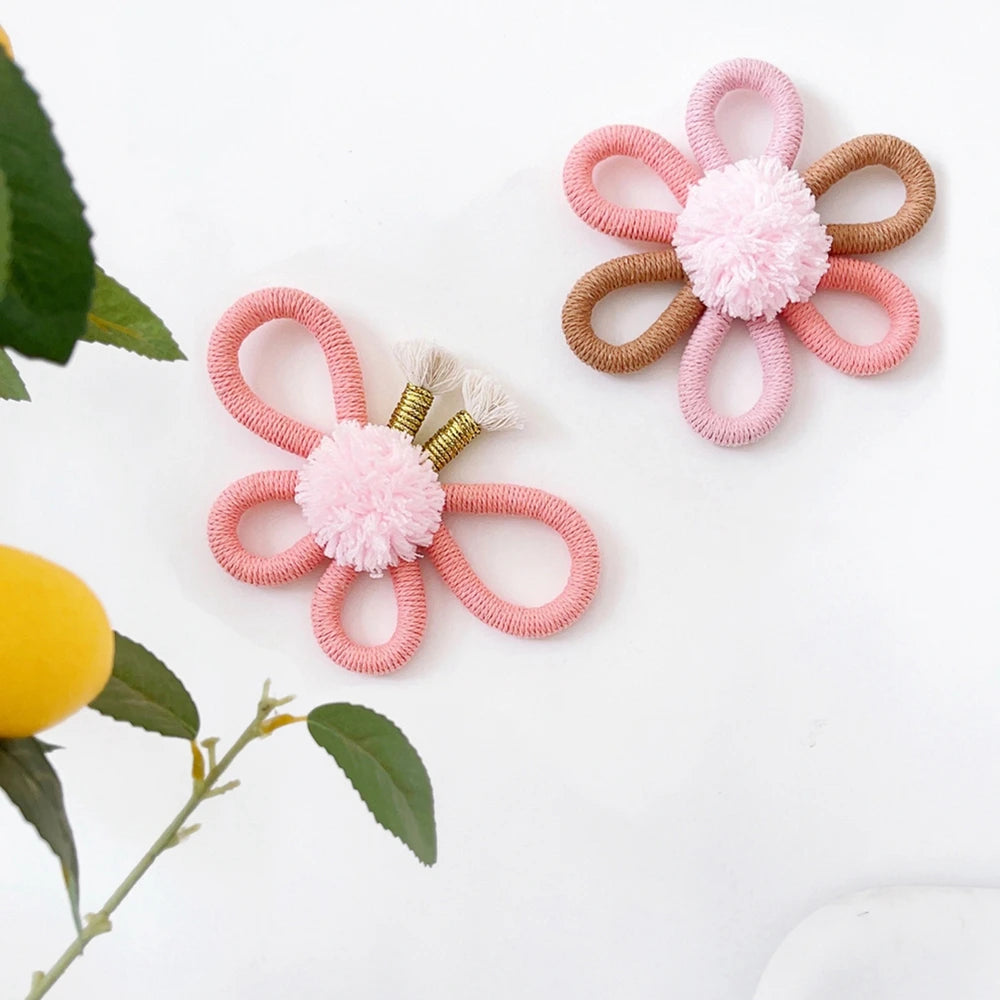 Girls Bedroom Decorations Pink Macrame Butterfly Sunflower Handmade Woven Sunflower