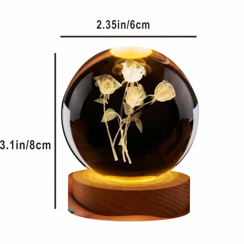 Bedroom Rose Crystal Ball Night Light