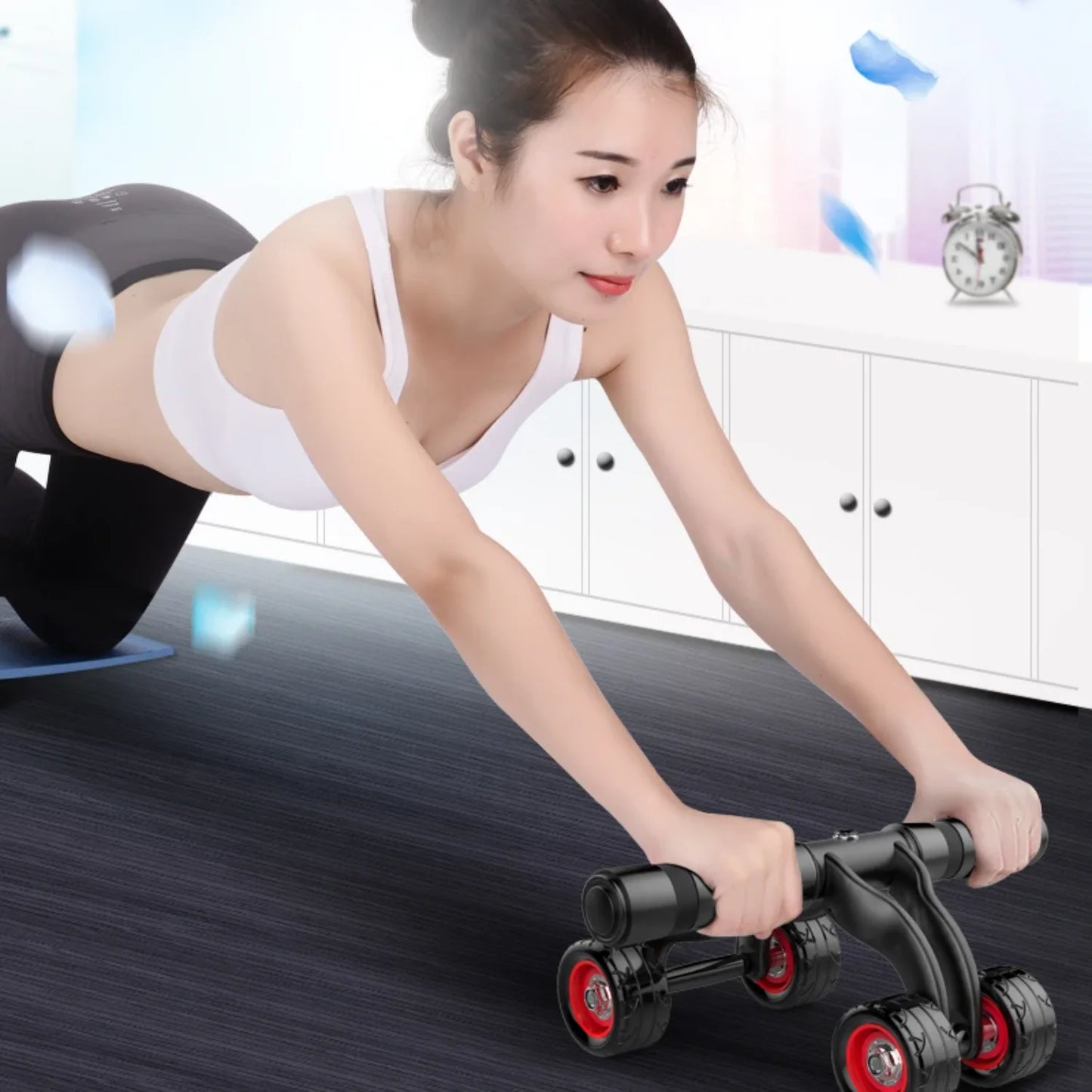Four Wheel Abdominal Ab Roller Fitness Exercise Equipment