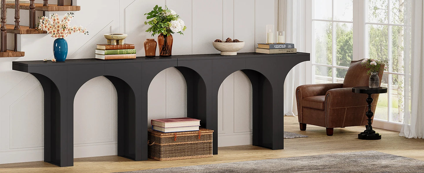Narrow Sofa Table with Arched Design