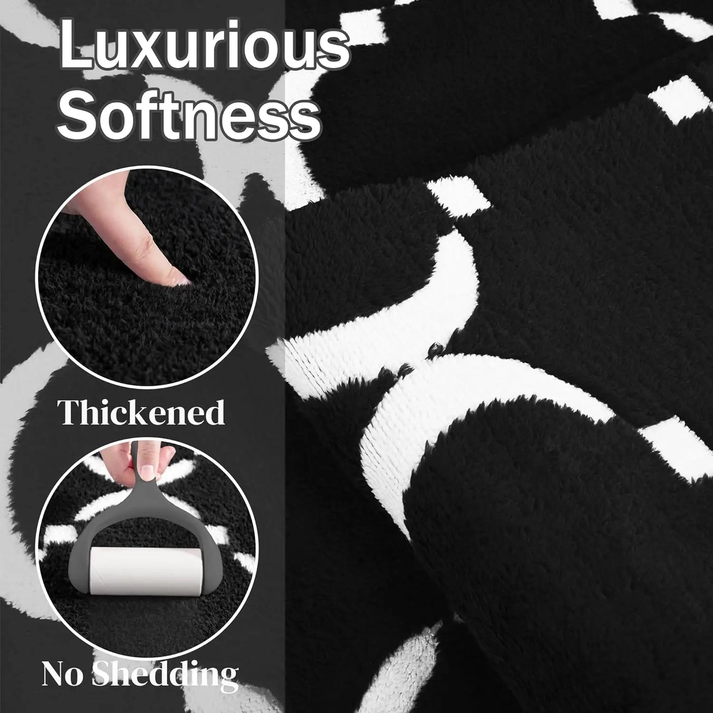 Large Plush Geometric Shag Rug Memory Foam