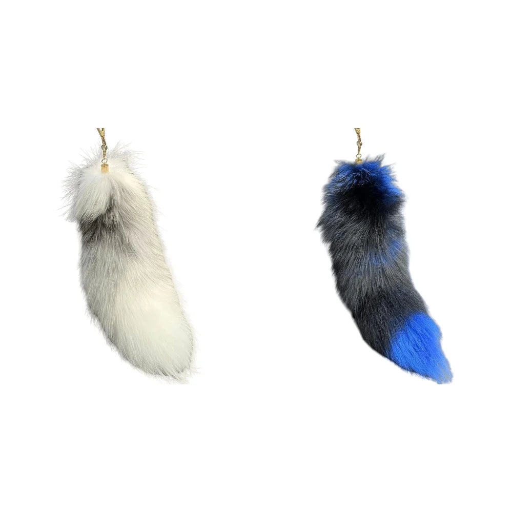 Huge Fluffy Faux Fur Fox Tail Keychain Therian Tail Fox Tail Keychain Cute Animal Tail Keychain Cosplay Tail Gift for Women Girl