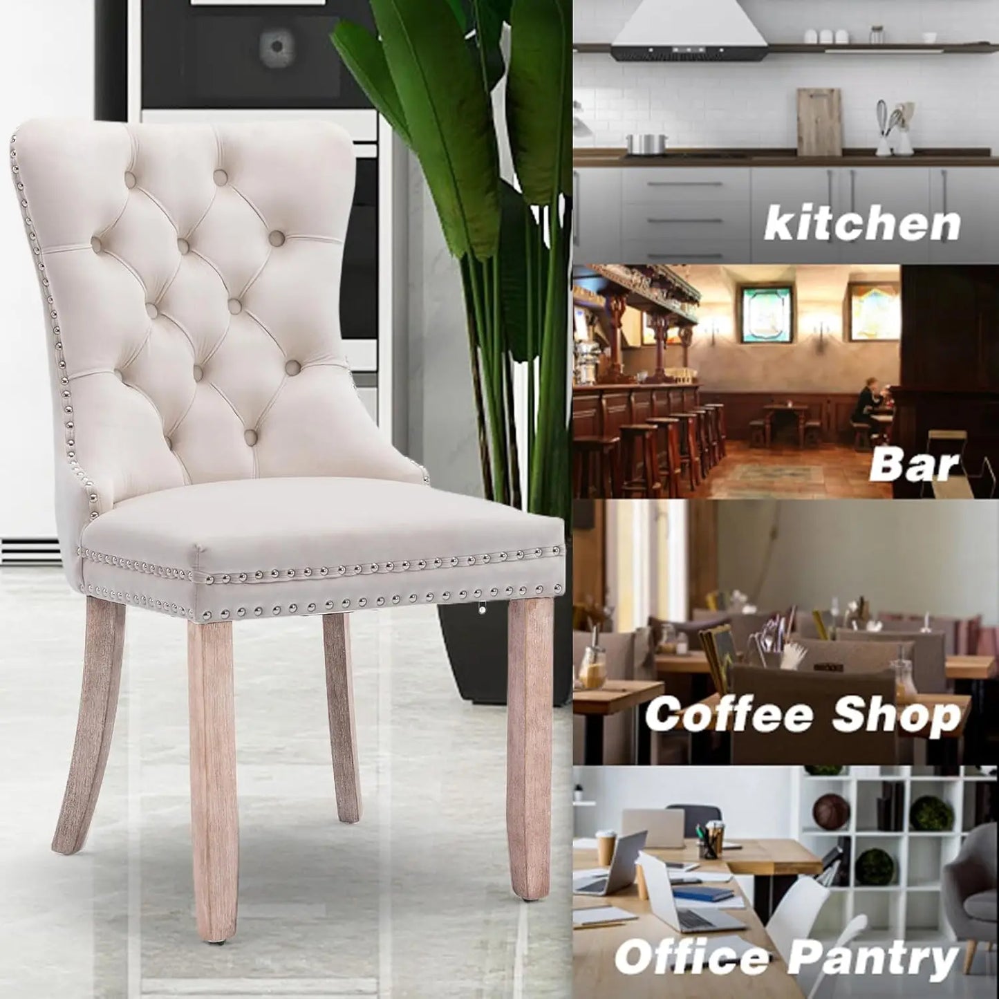 Modern Upholstered High-end Tufted Side Chair with Button Back Ring