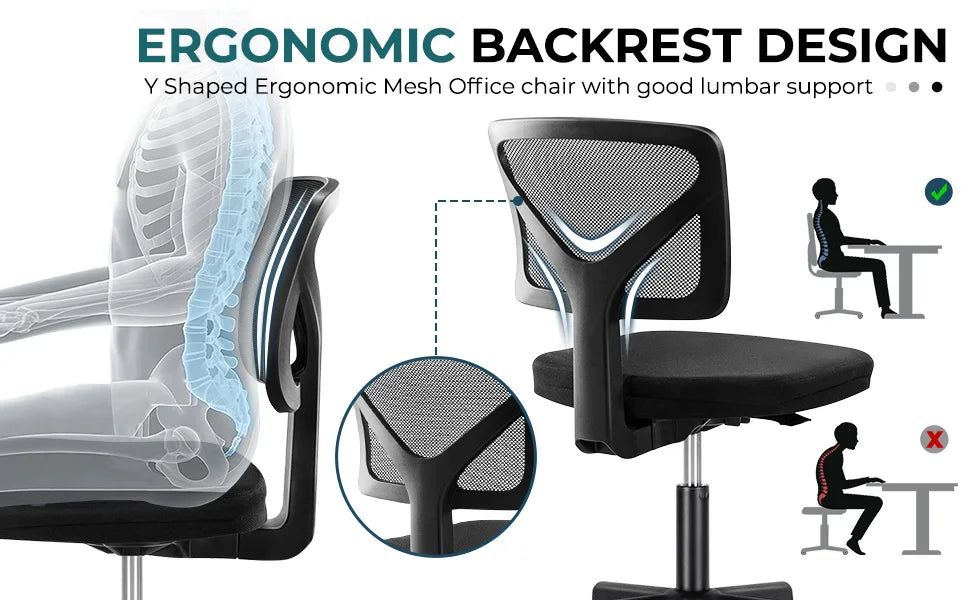 Lumbar Support Armless Office Chair