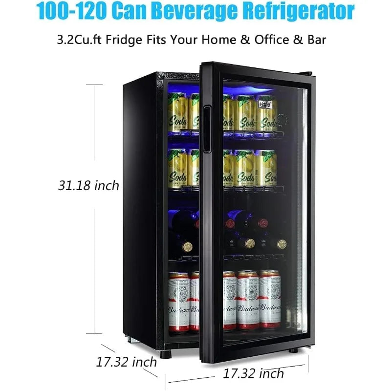 Small Beverage Refrigerator with 7 Thermostat LED Lights