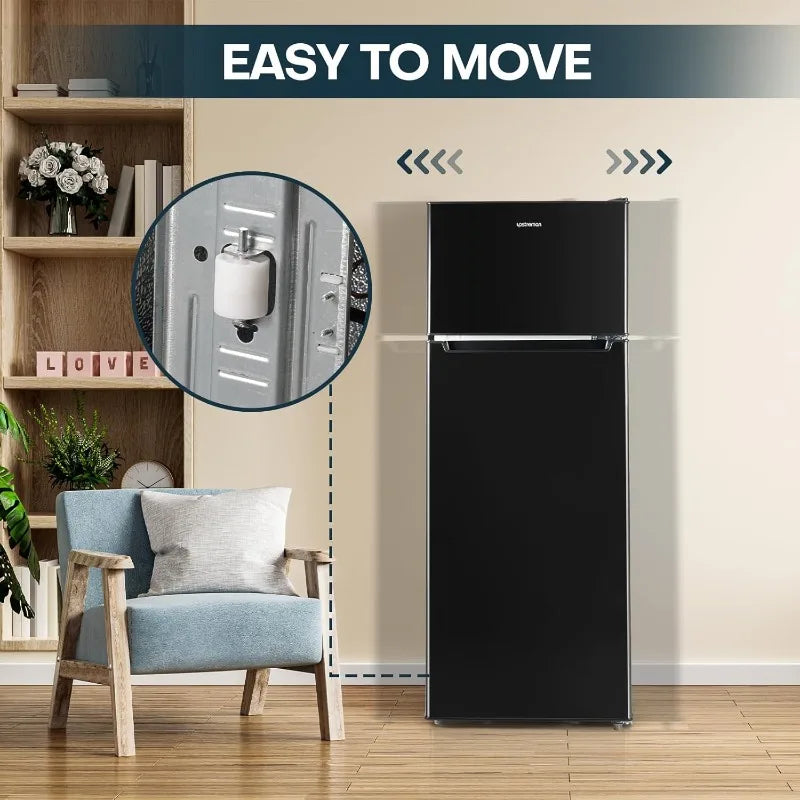 Refrigerator with Freezer a Double Door Fridge and Adjustable Thermostat