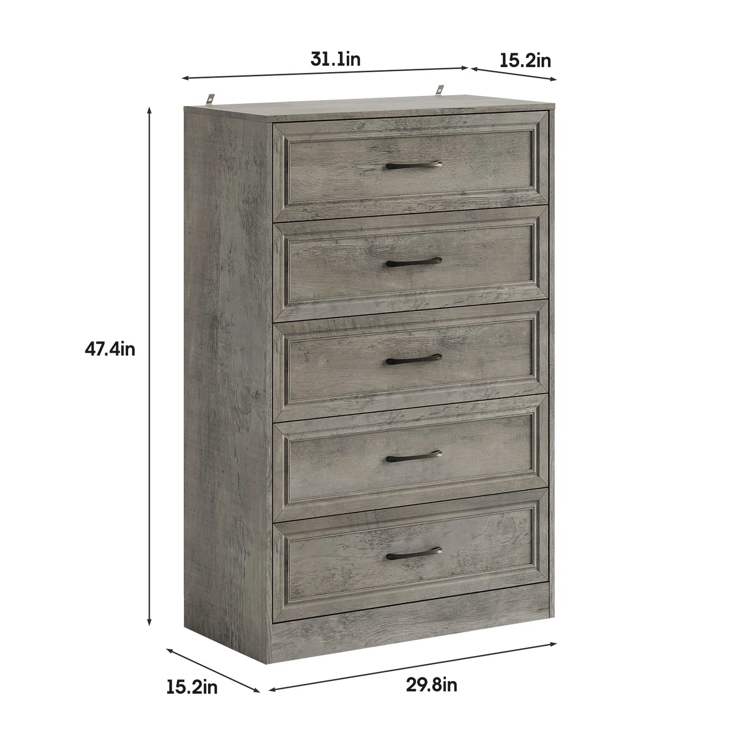 Wooden Chest Drawers with Metal Handles for the Bedroom