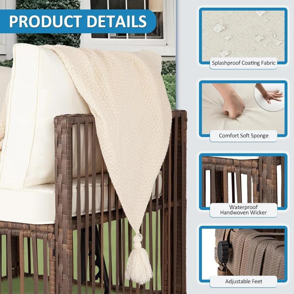 Outdoor Patio Furniture Set with Adjustable Backrest Sofa