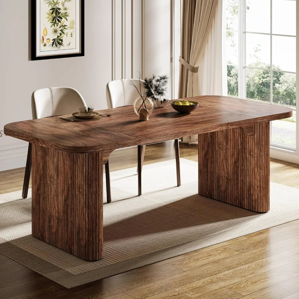 Modern Dining Table with Double Robust Pedestal