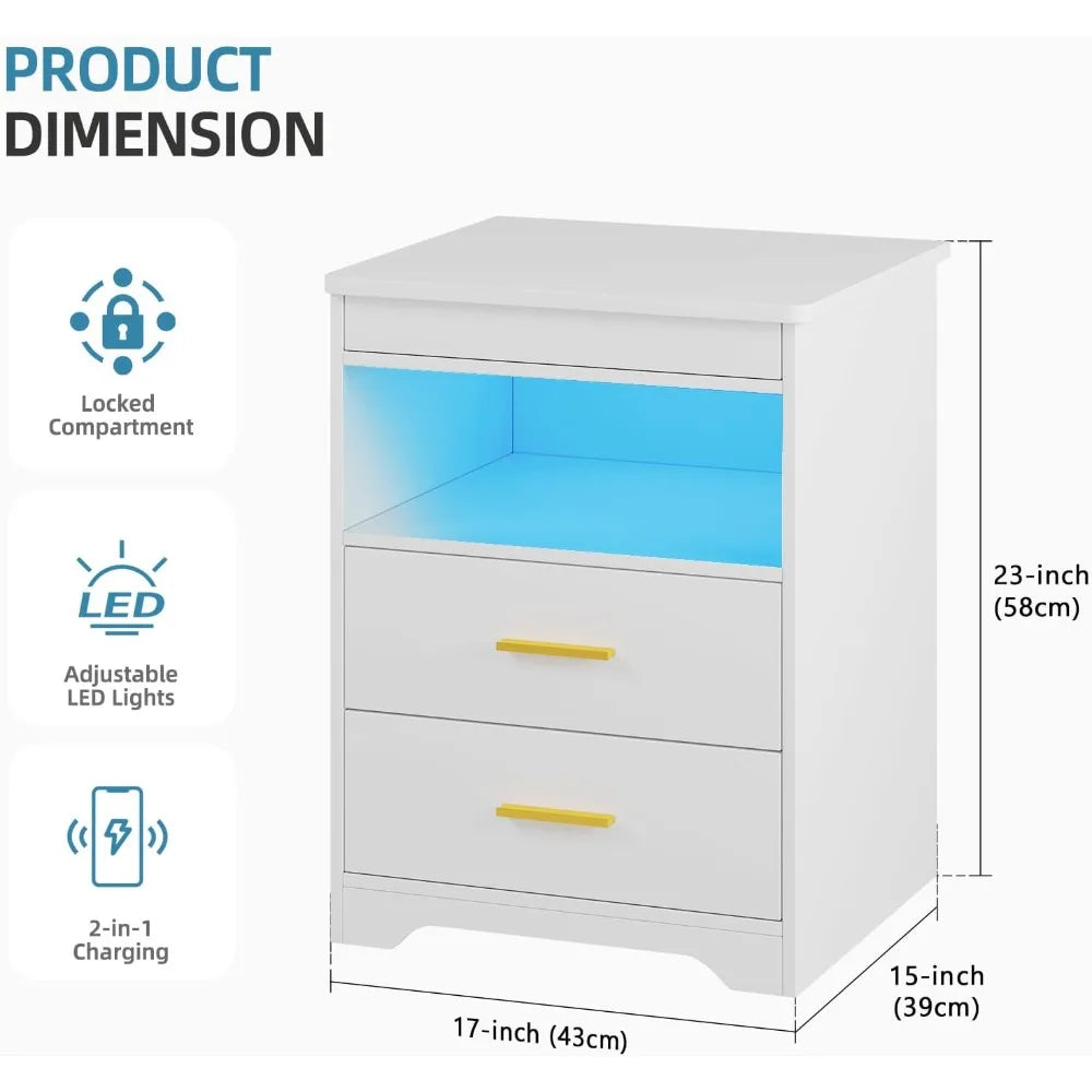 LED Nightstand with Gun Drawer