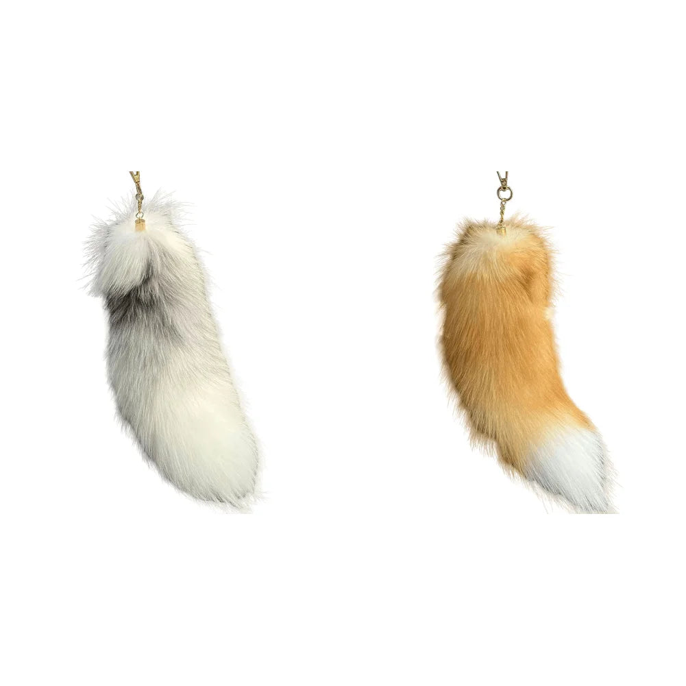 Huge Fluffy Faux Fur Fox Tail Keychain Therian Tail Fox Tail Keychain Cute Animal Tail Keychain Cosplay Tail Gift for Women Girl