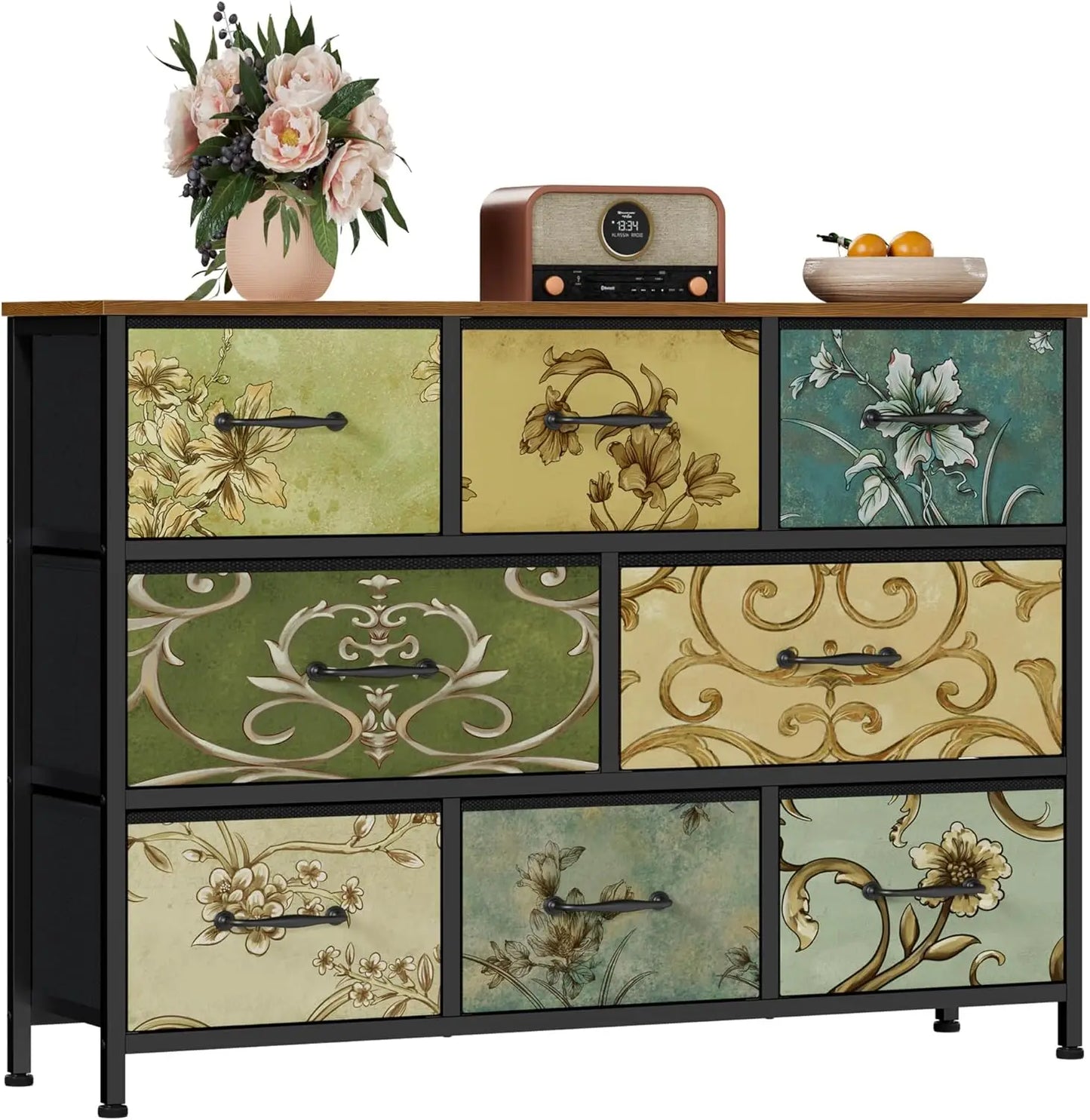 Tall Skinny Storage Tower with 5 Fabric Drawers for Bedroom